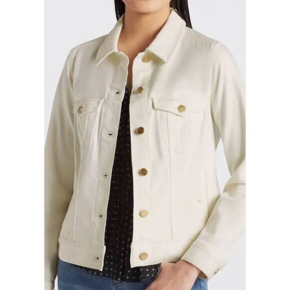 Liverpool NWT Classic White Denim Jacket 2XL Button-Front Trucker Style - Picture 12 of 12